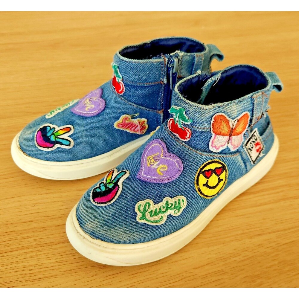 Steve Madden Girls 12M Cool Patches High Top Denim Zipper Shoes